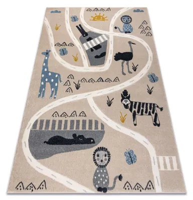 Imagen del producto de Alfombra KIDDO 5316 / blanco, animales zoo, para niños, sensorial beige 120x170 cm