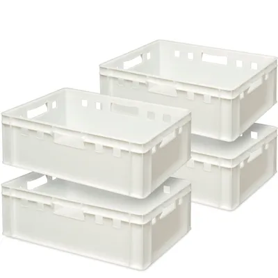 Produktbild von 4x Fleischkasten E2, LxBxH 600 x 400 x 200 mm, PE-HD, lebensmittelecht, weiß