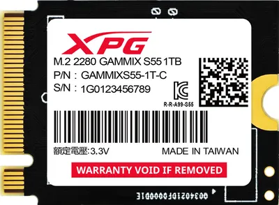 Produktbild von XPG GAMMIX S55 1 TB (schwarz, PCIe 4.0 x4, NVMe 1.4, M.2 2230)