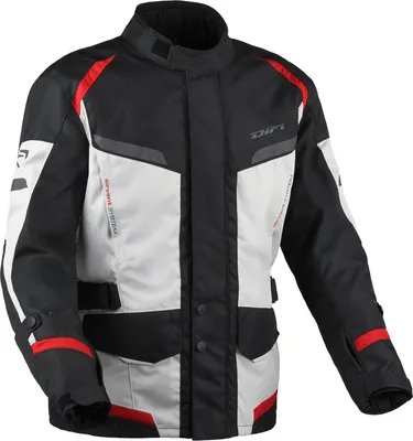 Productafbeelding van DIFI Horizon Aerotex waterdichte motorfietstextiljas, grijs/zwart/rood, maat M