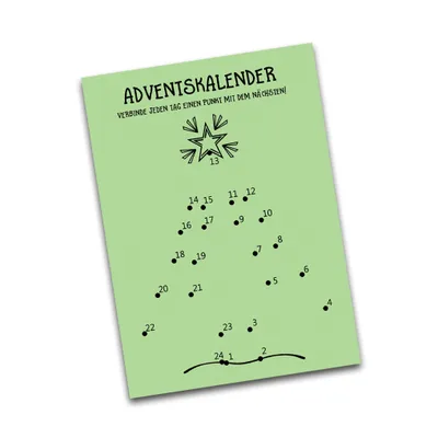 Produktbild von Postkarte Adventskalender TANNENBAUM Punkt für Punkt Weihnachtskalender Postkarte A6