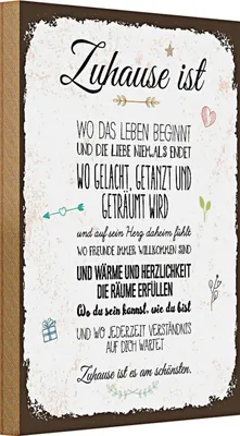 Produktbild von Holzschild Spruch Zuhause ist wo das Leben beginnt 20x30cm