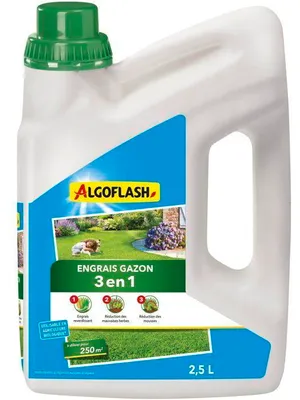 Produktbild von Rasendünger, ALGOFLASH Naturasol, Flüssigdünger 3 in 1, Konzentrat, 2,5 L