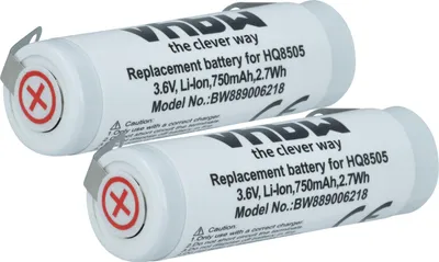 Produktbild von vhbw 2x Akku kompatibel mit Philips HX6720, HX6710, HX6700, HX6730, HX6731, HX6711, HX6732, HX6630, HX6712, HX6600 Rasierer (750 mAh, 3,6 V, Li-Ion)