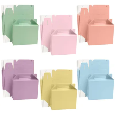 Produktbild von Belle Vous Party Gastgeschenk Box mit Deckel (24 Stück) - 14 x 6 x 11 cm - Einfache Pastell Geschenkboxen für Kindergeburtstage, Essen, Babypartys &