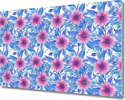 Produktbild von Glas Schneidebrett Herdabdeckplatten Schneideplatten - 80x52 cm - Aquarell Blumen