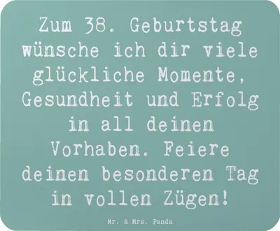 Produktbild von Mr. & Mrs. Panda Mauspad Spruch 38. Geburtstag Glück - Meeresbrise - Geschenk, Mouse Pad, mausteppich, Mousepad, Happy Birthday, Liebe, computer, Glückwunsch, Familie