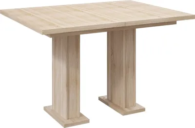 Produktbild von MEBLINI Esstisch Ausziehbar - Esszimmertisch Modern - Küchentisch - Ausziehtisch - Säulentisch - Ausziehbarer Tisch - Dining Table - Esszimmertische - 120-160x80x76cm - GLOSS - Sonoma Eiche