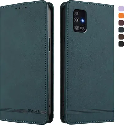 Produktbild von Hülle für Samsung Galaxy A51 4G, Retro Kunstleder Ständer Klapphülle mit Kartenfächer und Magnetische Grün