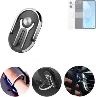 Produktbild von K-S-Trade 3in1 Smartphone-Ring Handy-Ring kompatibel mit Oppo Reno9 A Fingerhalterung  Handyring Tischständer Lüftungsgitter-Halterung Tisch