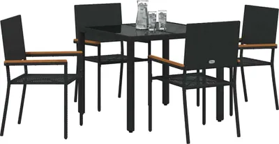 Image de vidaXL Ensemble de jardin pour 5 personnes, noir, en résine tressée