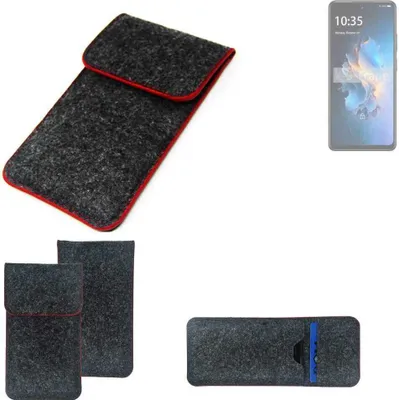 Produktbild von K-S-Trade Handy Schutz Hülle kompatibel mit FreeYond M5 5G Schutzhülle Handyhülle Filztasche Pouch Tasche Case Sleeve Filzhülle dunkelgrau roter