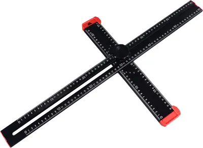 Produktbild von Verstellbares T-Winkel-Messwerkzeug für Anrissarbeiten, 2-in-1-Winkelmesser aus Aluminiumlegierung, 60 cm, Schwarz