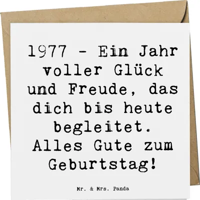 Produktbild von Mr. & Mrs. Panda Deluxe Karte Spruch 1977 Geburtstag - Weiß - Geschenk, Happy Birthday, faltkarte, Grußkarte, alles Gute, Alter, doppelkarte, Glückwunschkarte, Abenteuer
