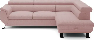 Obrázok produktu pre DomoHome ECKSOFA RAVEN L s funkciou spania a lôžkovou časťou, voľne stojaca, čalúnená pohovka s nastaviteľnými opierkami hlavy, 257x198x96 cm, pravá strana, farba: púdrovo ružová