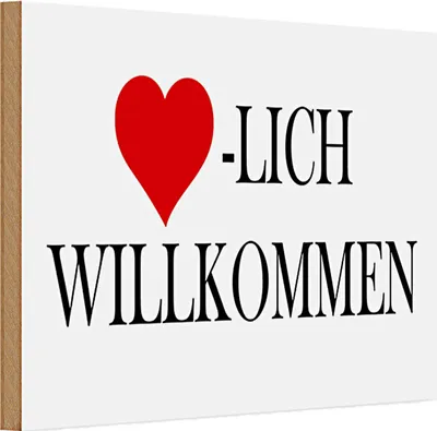 Produktbild von Holzschild Spruch 30x20cm Herzlich Willkommen weißes Schild