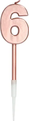 Produktbild von Rosy Blush Zahlenkerze 6 roségold 14cm