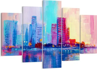 Produktbild von Bild auf Leinwand - Leinwandbild - Stadt Haus Straße - 150x100cm - Wand Bild - Wanddeko - Leinwanddruck - Bilder - Kunstdruck - Wanddekoration - Leinwand bilder - Wandkunst - EA150x100-4023