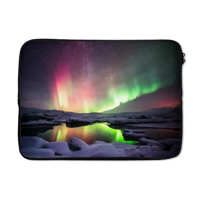 Produktbild von MuchoWow® Laptop Hülle 13 Zoll Nordlichter - Schnee - Island Laptoptasche - Laptophülle - Sleeve - Rundumschutz