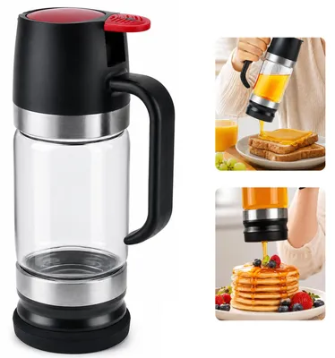 Produktbild von Honigspender aus Glas 350 ml, tropffreier Honigdosierer mit Ständer, auslaufsicherer Sirupspender für Honig, Kaffee, Tee und Frühstück