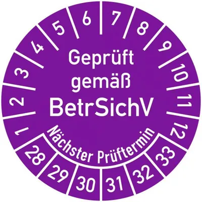 Produktbild von Dreifke® Prüfplakette  gemäß BetrSichV, nächster Prüftermin, 2028-2033...