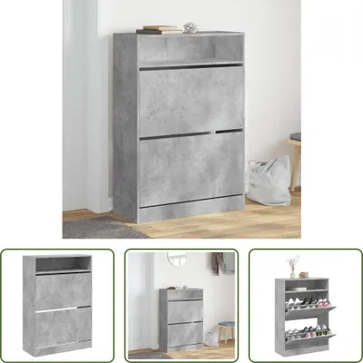 Obrázek produktu pro The Living Store Botník se 2 chlopněmi betonově šedý 80x34x116 cm