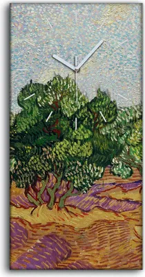 Produktbild von Dekor Leinwand Uhr Wandbilder Geräuschlos 30x60 Olivenhain Blassblauer Himmel - weiße Hände