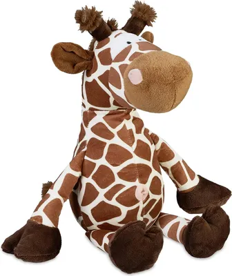 Produktbild von Relaxdays Türstopper Giraffe, Stoff, für Boden, Sand, schwer, innen, weich, Türpuffer Tier, HBT: 26 x 25 x 23 cm, braun
