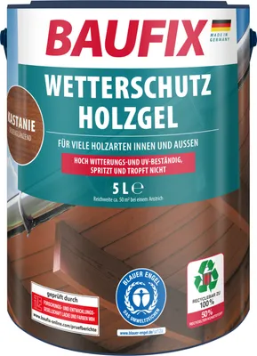 Produktbild von BAUFIX Wetterschutz-Holzgel kastanie seidenglänzend, 5 Liter, Holzlasur