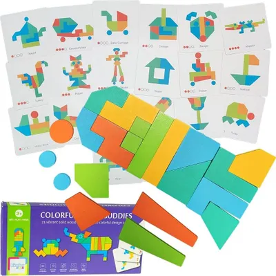 Produktbild von Buntes Lernpuzzle aus Holz mit Mosaikblöcken