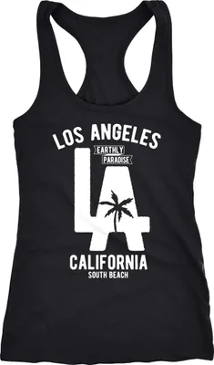 Produktbild von Damen Tank Top Los Angeles California LA Palme Racerback Tanktop Neverless® schwarz L