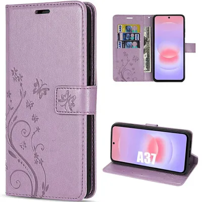 Image de Coque pour Samsung Galaxy A37 5G, Protection Anti-Rayures Antichoc Synthécuir Motif Papillon Violet