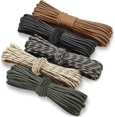 Imagen del producto de Cuerda paracord de 4 mm, 50 metros, de 5 colores, fabricada en nylon con 7 hebras, ideal para camping
