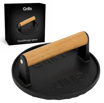 Produktbild von Grillx Smashburgerpresse 17,5 cm Durchmesser - Gusseisen - Smash Burger - Presse - Press, KI-generiertes Bild