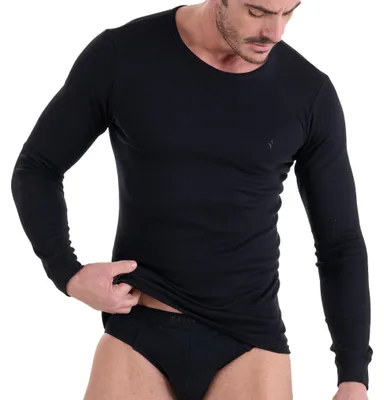 Produktbild von Navigare Herren 113 (Pacco da 3) Langärmliges Unterhemd, Schwarz, S (3er Pack)