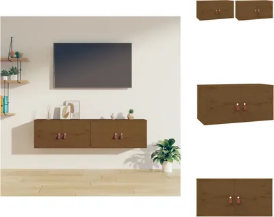 Produktbild von vidaXL Wandschränke 2 Stk. Honigbraun 60x30x30 cm Massivholz Kiefer - Wandregale