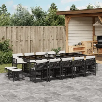Produktbild von Möbel 15-tlg. Garten-Essgruppe mit Kissen Schwarz Poly Rattan - Sitzgruppe 3211710