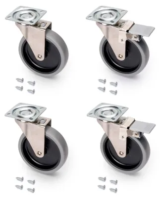 Produktbild von Emuca Lot von 4 Rollen Slip 2 mit Montageplatte, Durchmesser 100mm, Stahl und
