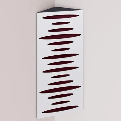 Obrázek produktu pro Balení po 2 kusech – Úzká akustická rohová basová past s sametovým potahem | 50 x 23 x 10 cm | Odraz – zvuková izolace | [PULSE – bílá | bordó]