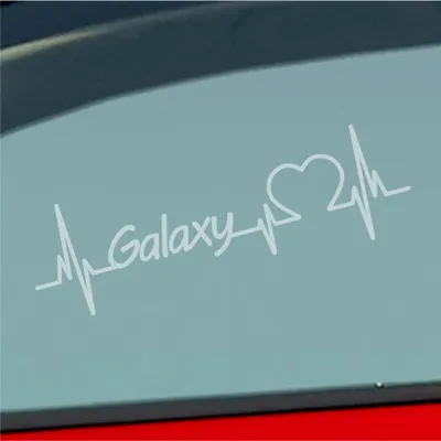 Produktbild von Auto Aufkleber Galaxy Weltall Galaxis Herz Puls Auto Car Liebe Love 19x6 cm Milchglas Sticker Heckscheibenaufkleber