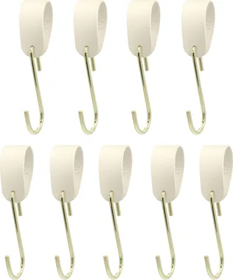 Produktbild von Natural Goods Berlin Garderobenhaken GARD Schlaufe, veganer Kunstlederriemen, Lederschlaufe, Lederband, Beige, mit GARD Haken FLAT in Gold, 9 Stück