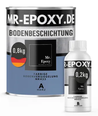 Produktbild von Mr. Epoxy Epoxidharz Bodenbeschichtung (1 kg, RAL 5014 Taubenblau) - 2K Betonfarbe für Garagen, Keller & Werkstatt Boden - Flüssigkunststoff Epoxid Grundierung und Bodenversiegelung