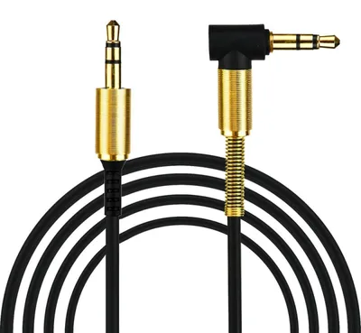 Schwarz-silbernes 1 m AUX-Kabel mit Winkelstecker