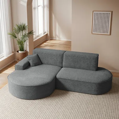 Image de Canapé d'angle Modena Pro avec fonction de couchage et coffre de lit tissu Arena - ANTHRACITE GAUCHE