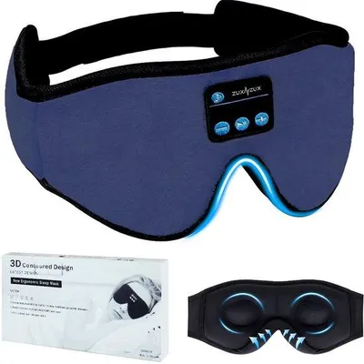 Productafbeelding van Slaapmasker met 3D-design en Bluetooth-hoofdtelefoon, geschikt voor reizen, yoga en slapen op de zij