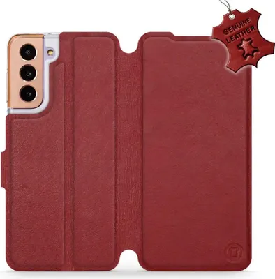 Produktbild von Echtleder Handyhülle für Galaxy S21, Mobiwear Leather, Dunkelrot