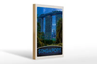 Produktbild von Holzschild Reise 20x30cm Singapur Asien Architektur Hochhaus