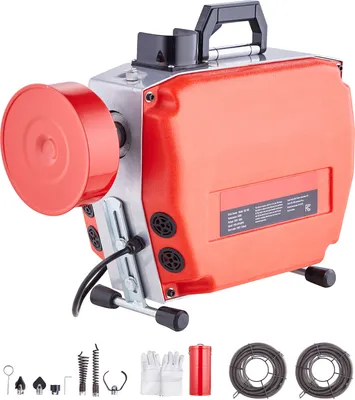 Produktbild von SucceBuy 120 FT x 7/8 Zoll Rohrreinigungsmaschine, 420 W elektrische Rohrreinigungsspirale mit manueller Zufuhr – mit 6 Schneidern, 2 Stahlkabeln und CW/CCW-Steuerung