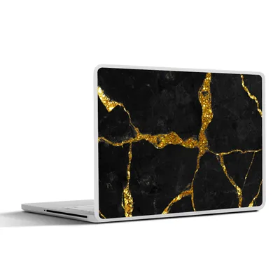Produktbild von MuchoWow® Laptop Aufkleber Sticker Cover Marmor - Gold - Schwarz - Marmoroptik - Glitter 31x22.5 cm - Laptop-Deko