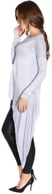 Produktbild von Longshirt mit verlängerte Saumenden Asymmetrisch; Graumeliert L/XL 40/42
